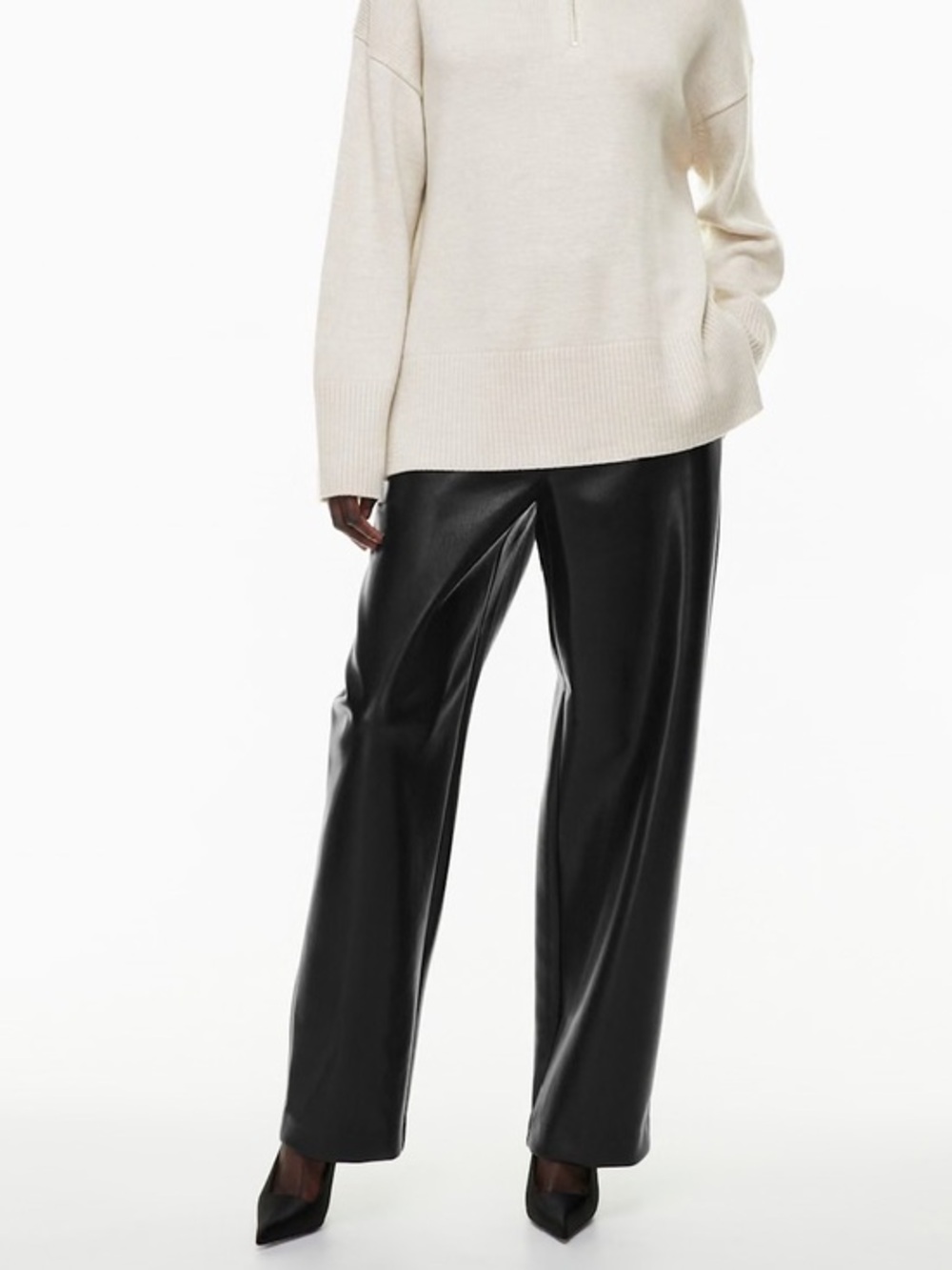Aritzia Babaton Black Highrise Wide Leg Faux Leather Pants Size 00